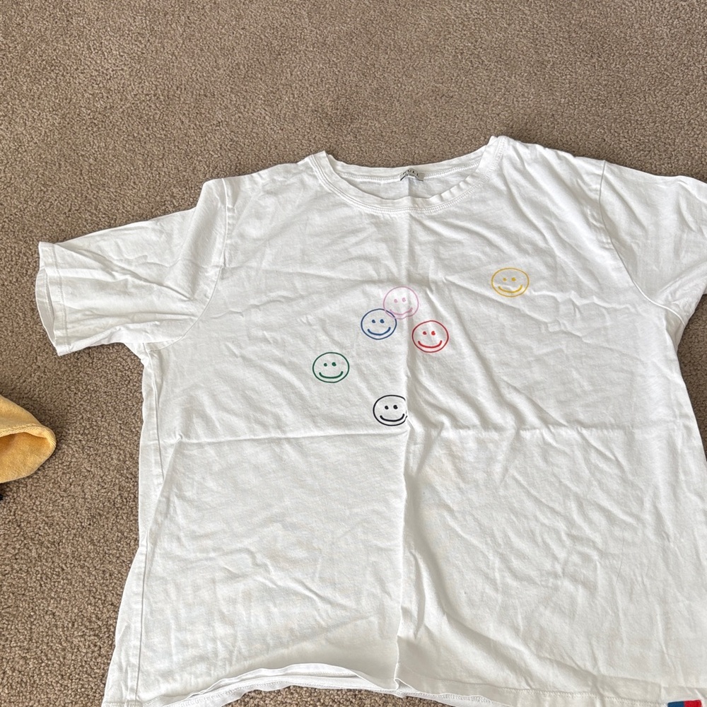 KULE White Short-Sleeve Tee with Multicolor Smiley Motif